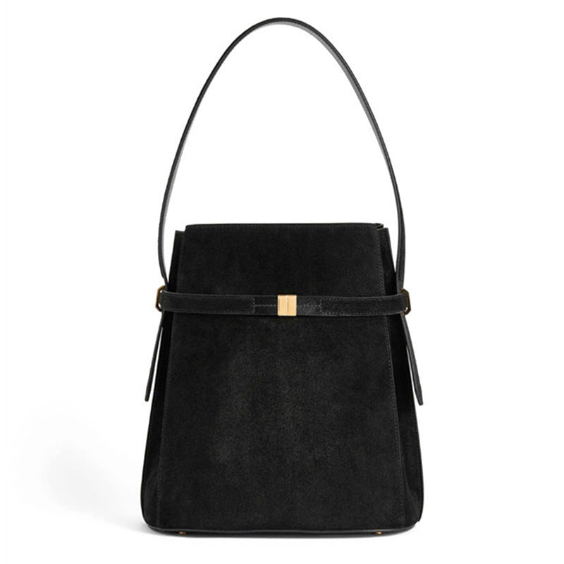 Genuine Leather Simple Female Swedish Design Versatile Bucket Bags