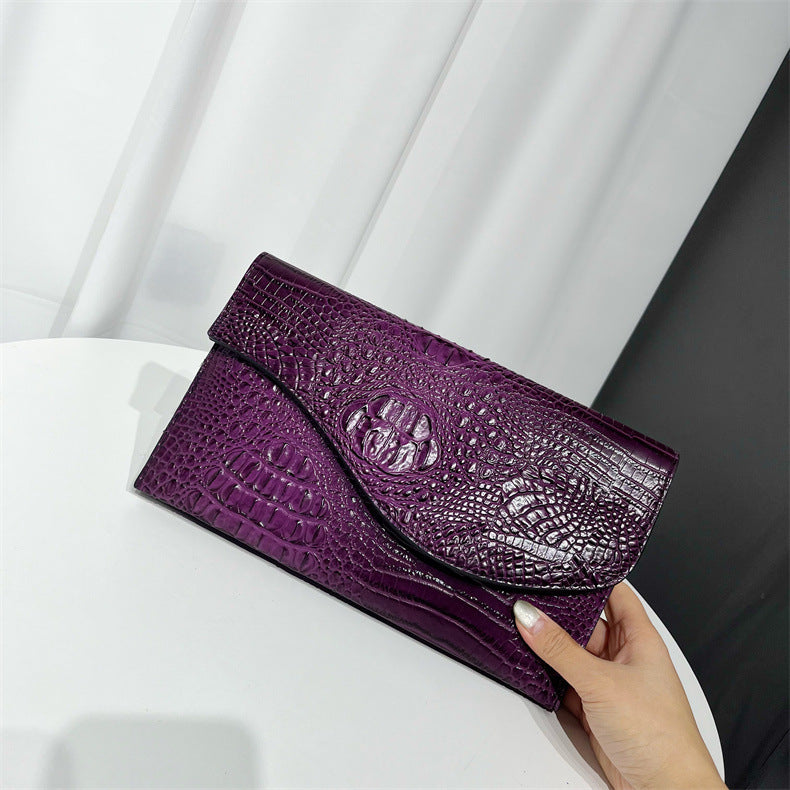 Women's Textured National Style Change Crocodile Pattern Women's Clutch