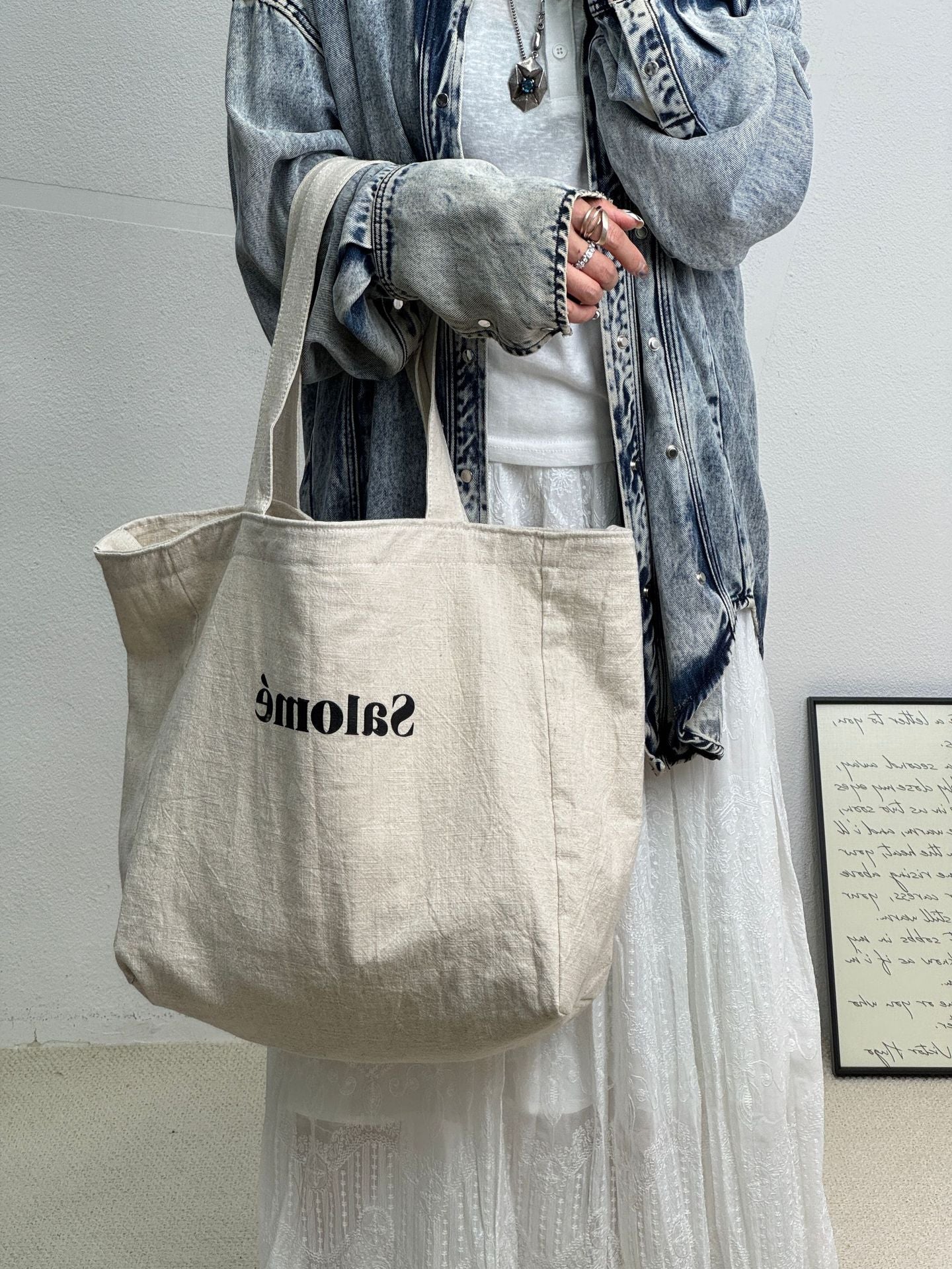 Linen Good-looking Large Capacity Textured Shopping Bags