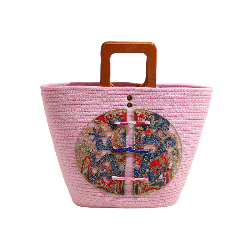 Women's Chinese Style Straw Big Fashion Woven Seaside Holiday For Handbags