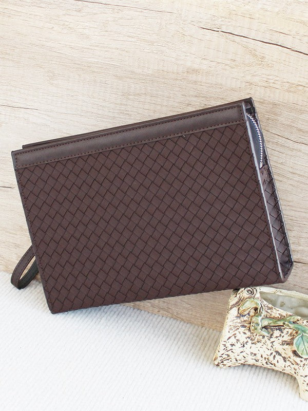 Men's Large Capacity Business Envelope Woven Pattern Men's Clutch
