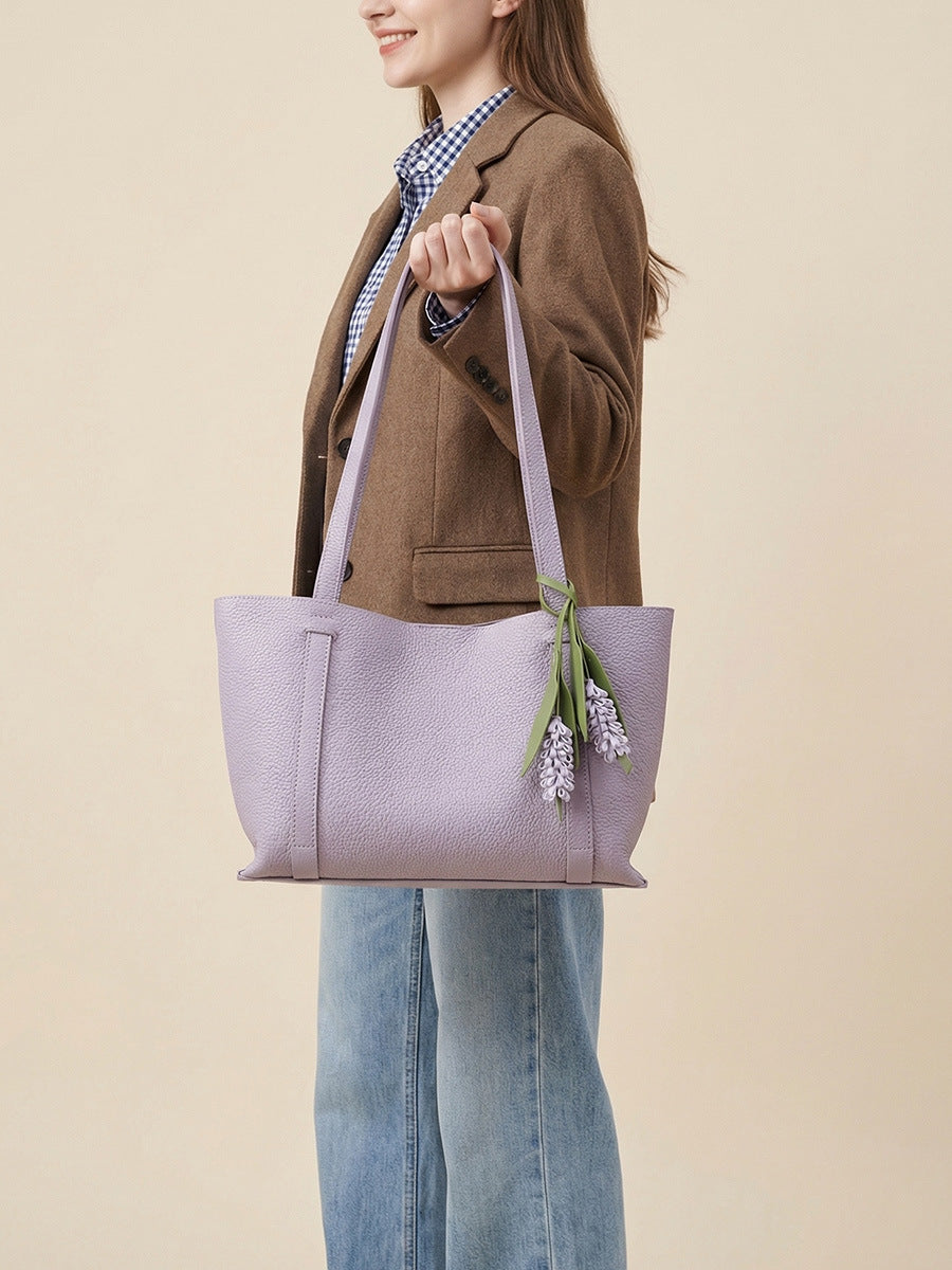 Women's First Layer Cowhide Fashion Lychee Pattern Women's Leather Bag