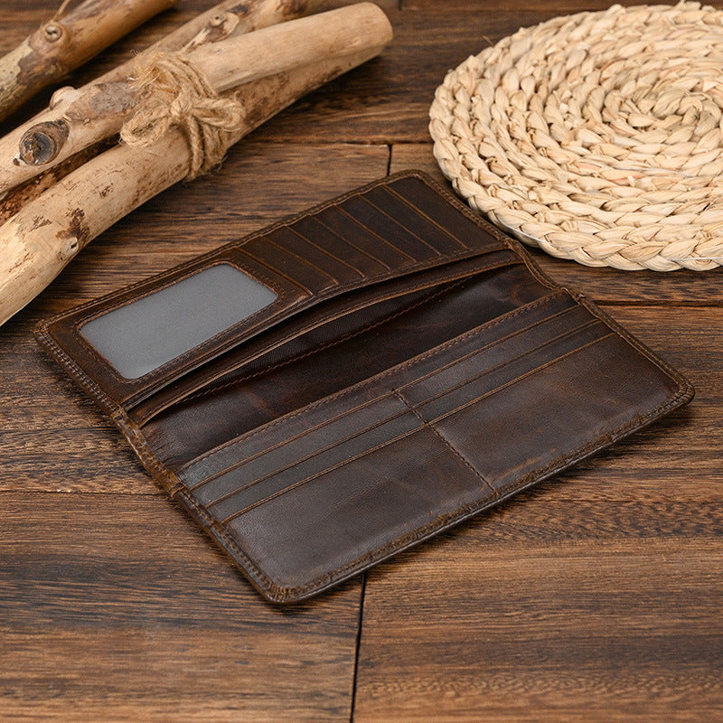 Men's Capacity First Layer Cowhide Genuine Leather Men's Clutch