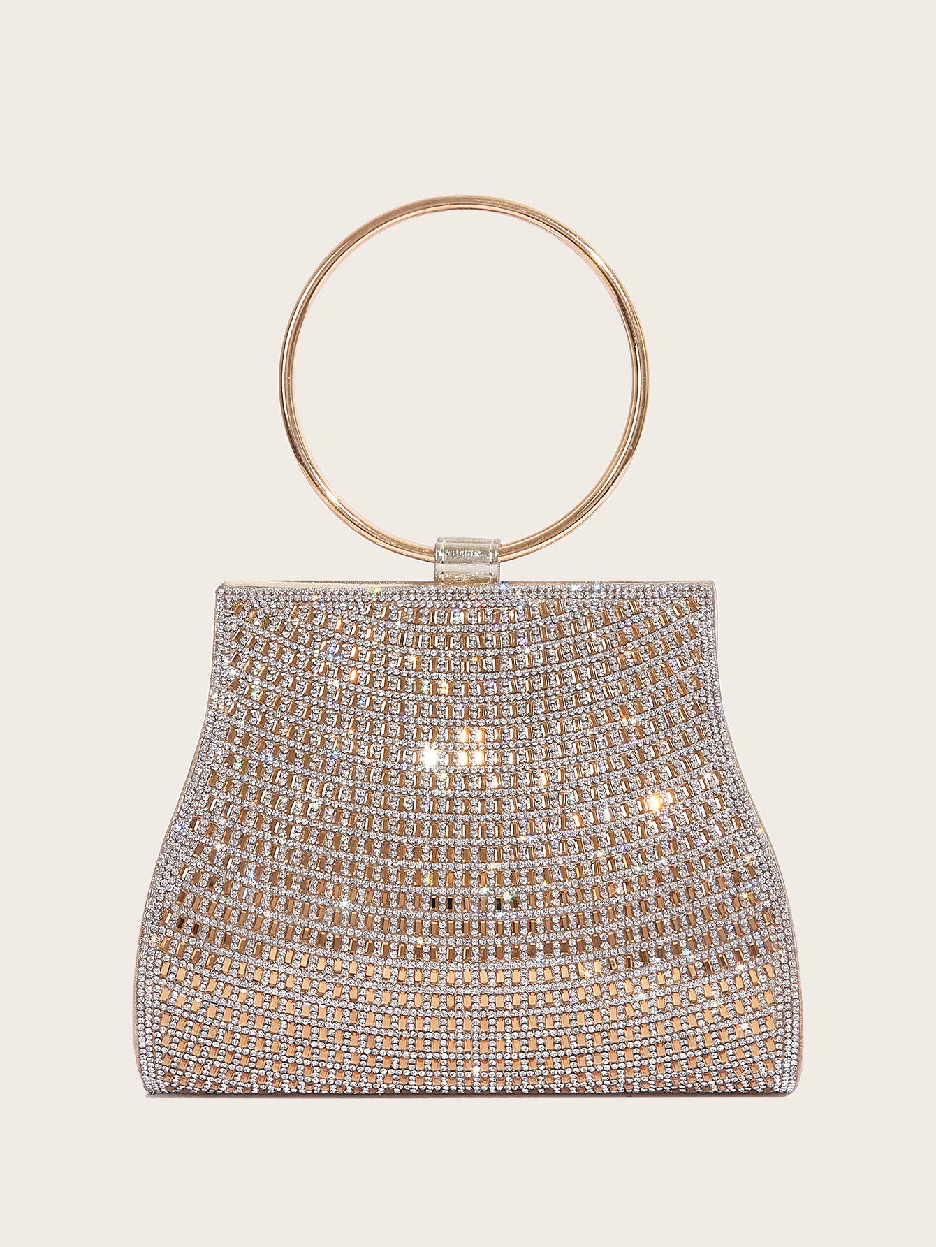Women's Crystal Chain Magnetic Snap Golden Trendy Dinner Bag