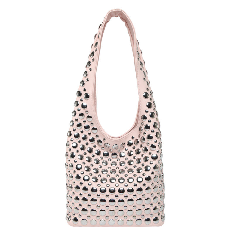 Women's Punk Style Rivet Inlaid Leopard Print Shoulder Bags