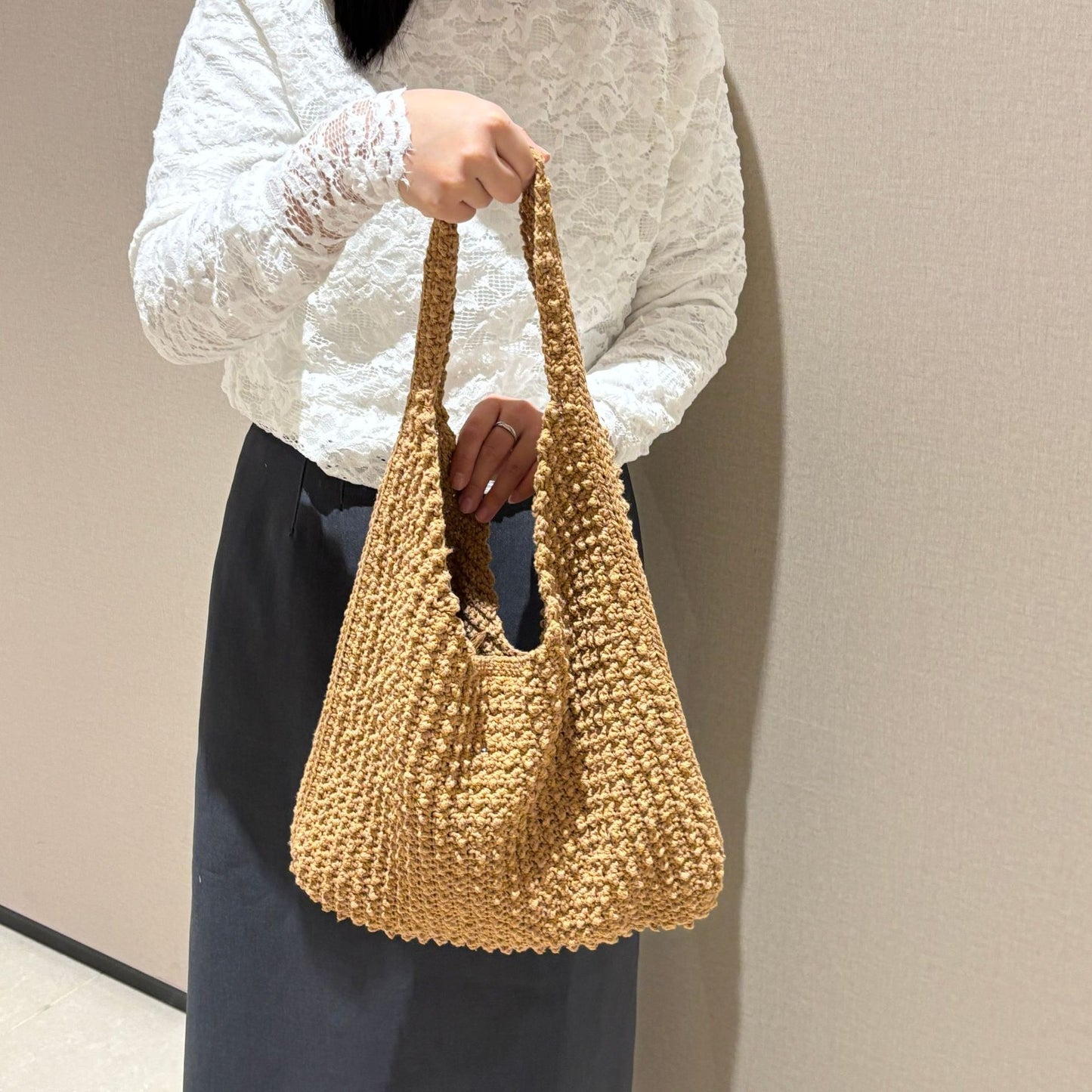Underarm Large Capacity Solid Color Cotton Women's Shoulder Bag