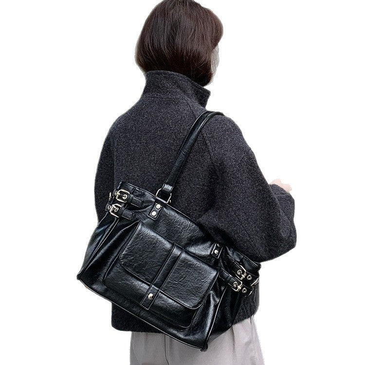 Retro Brown Versatile Large Capacity Commuter Korean Preppy Women's Messenger Bag