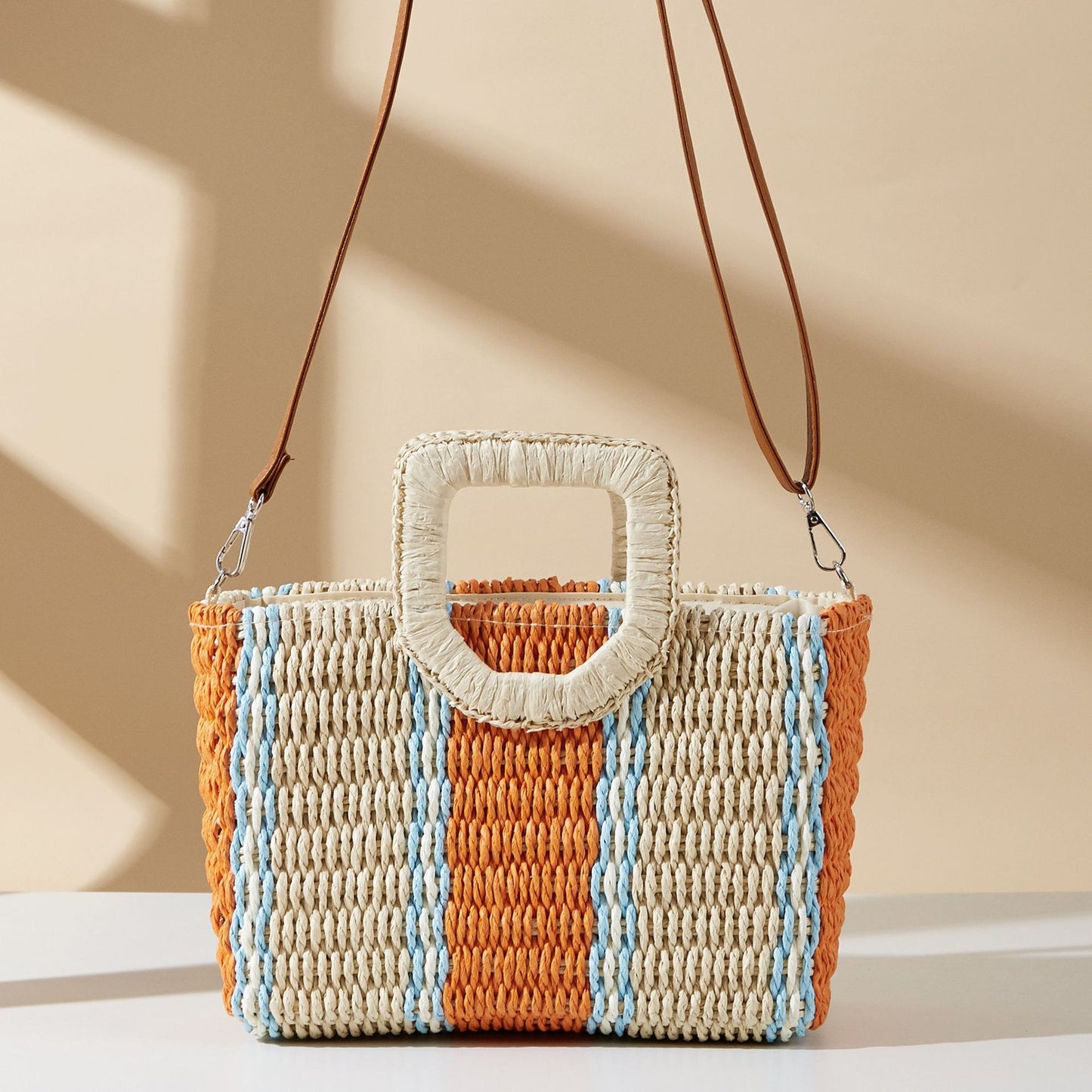 Women's Straw Striped Large Capacity Woven Fashion Women's Handbag