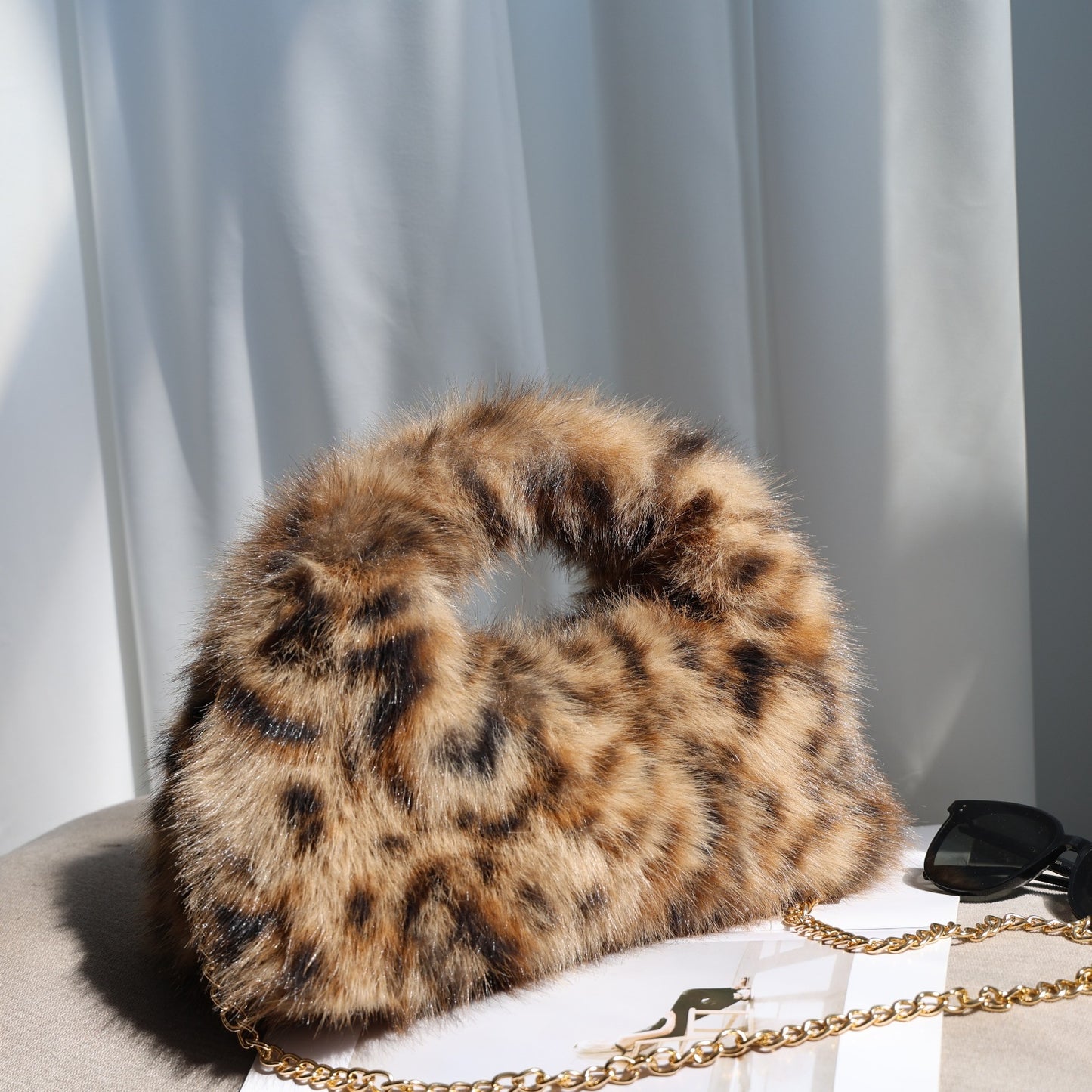 Korean Style Plush Imitation Fox Fur Large Women's Clutch