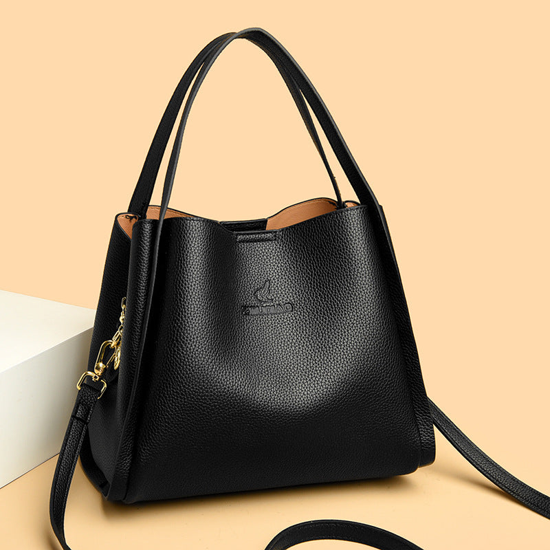 Women's Soft Leather Vegetable Basket High-grade Elegant Women's Shoulder Bag