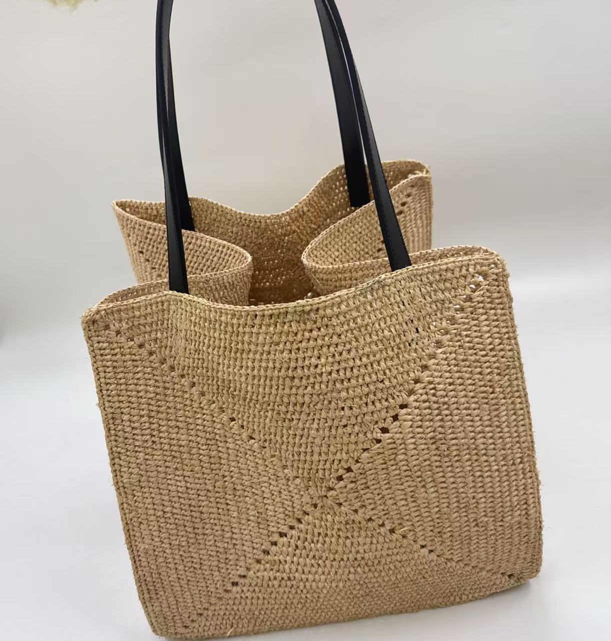 Women's Hand Crocheting Raffia Woven Large Capacity Shoulder Bags