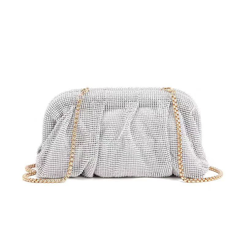 Women's Shiny Rhinestone Clip Diamond Clutch Cloud Shoulder Bags