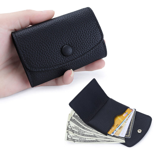 Women's Layer Cowhide Mini Folding Change Certificate Storage Leather Ladies Wallet