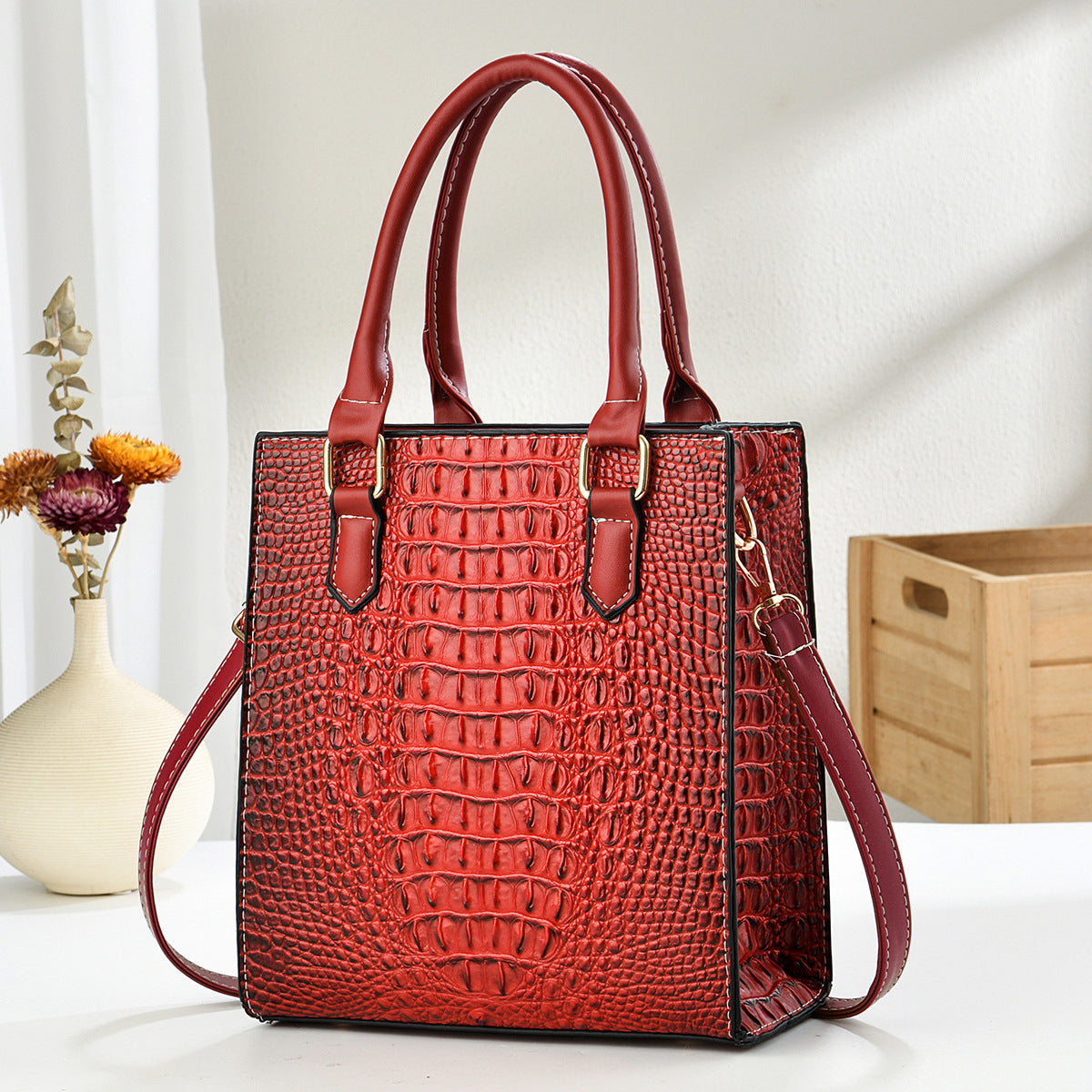 Women's High-grade Alligator Print Vertical One Handbags