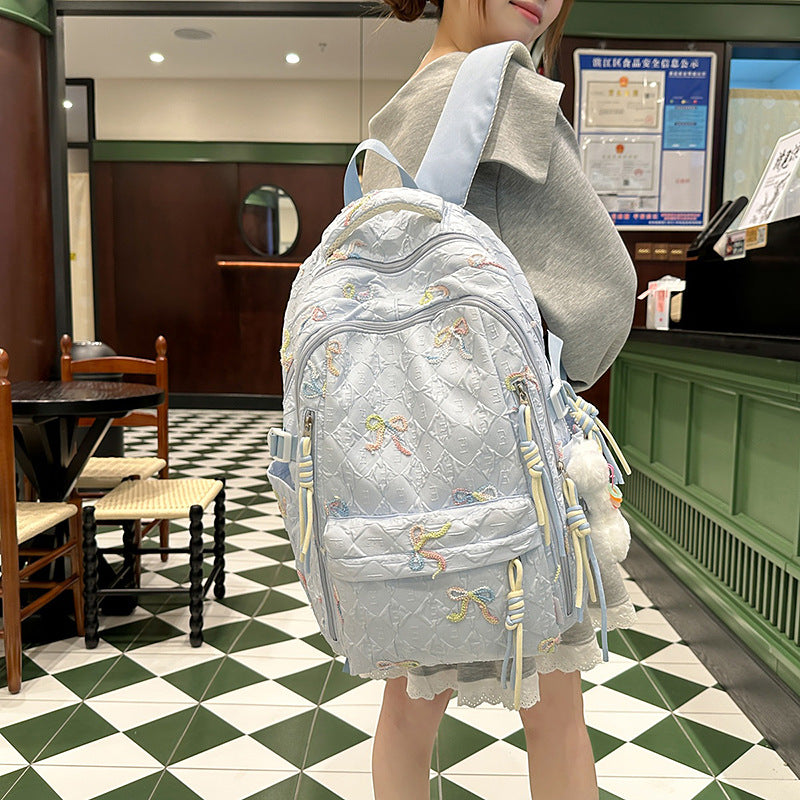 Women's Bow Style Versatile Large Capacity Early High College Student Schoolbag