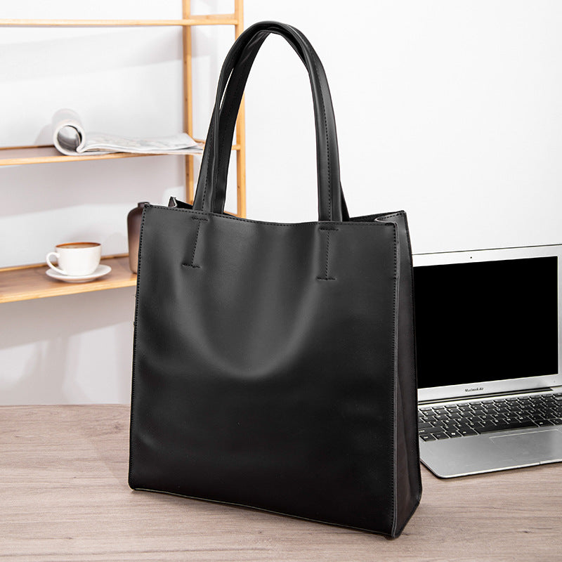 Men's Trend Large Capacity Vertical Retro Crazy Horse Handbags