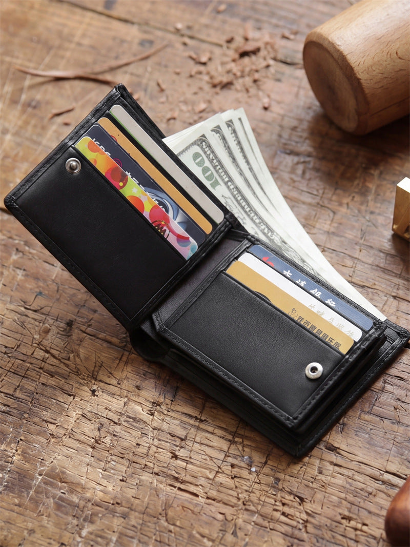 Men's First Layer Cowhide Short Business License Genuine Men's Wallet