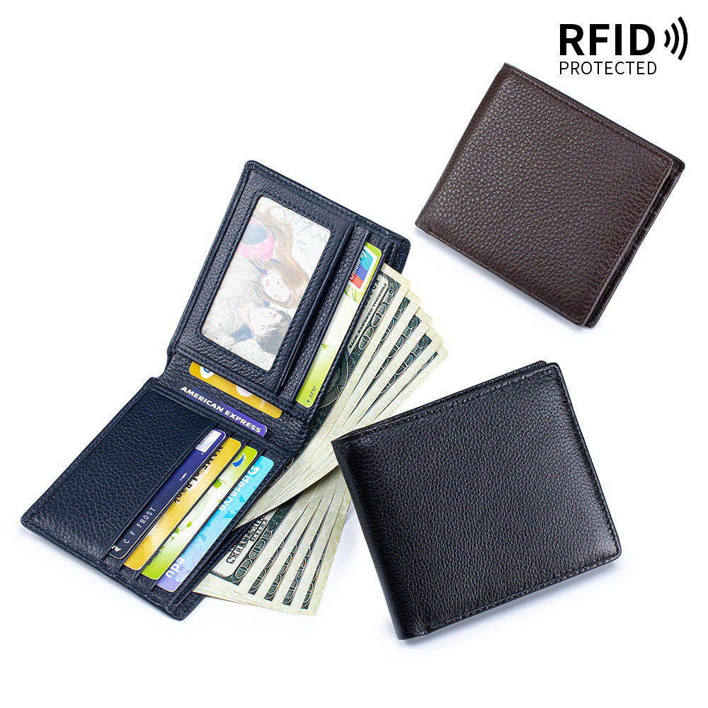 Men's Textured Short First Layer Cowhide Business Simple Leather Driving License Men's Wallet