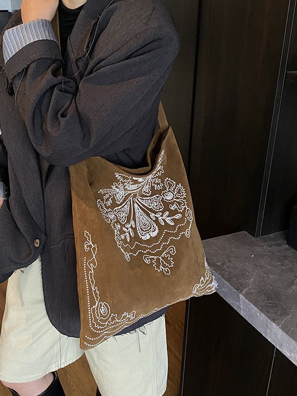 Chinese Style National Frosted Embroidered Commuter Women's Shoulder Bag