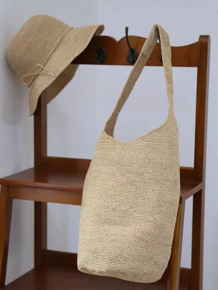 Women's Hand-woven French Retro Hand Straw Vacation Women's Shoulder Bag