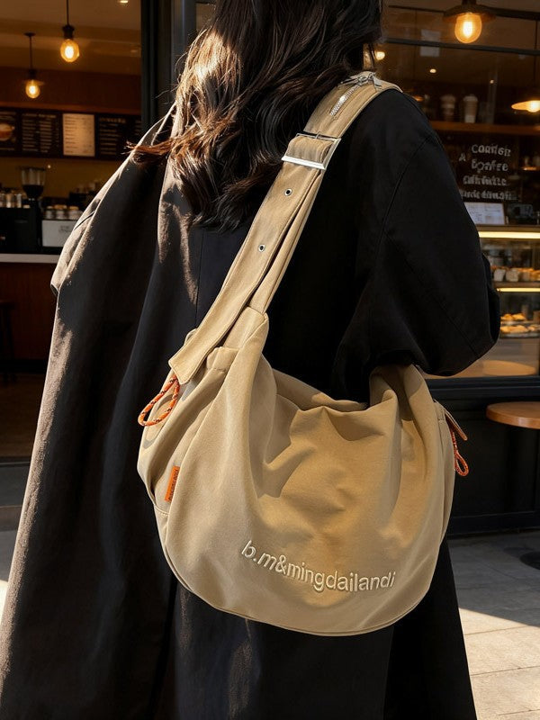 Durable Letter Embroidered Cloth Retro High-grade Women's Shoulder Bag