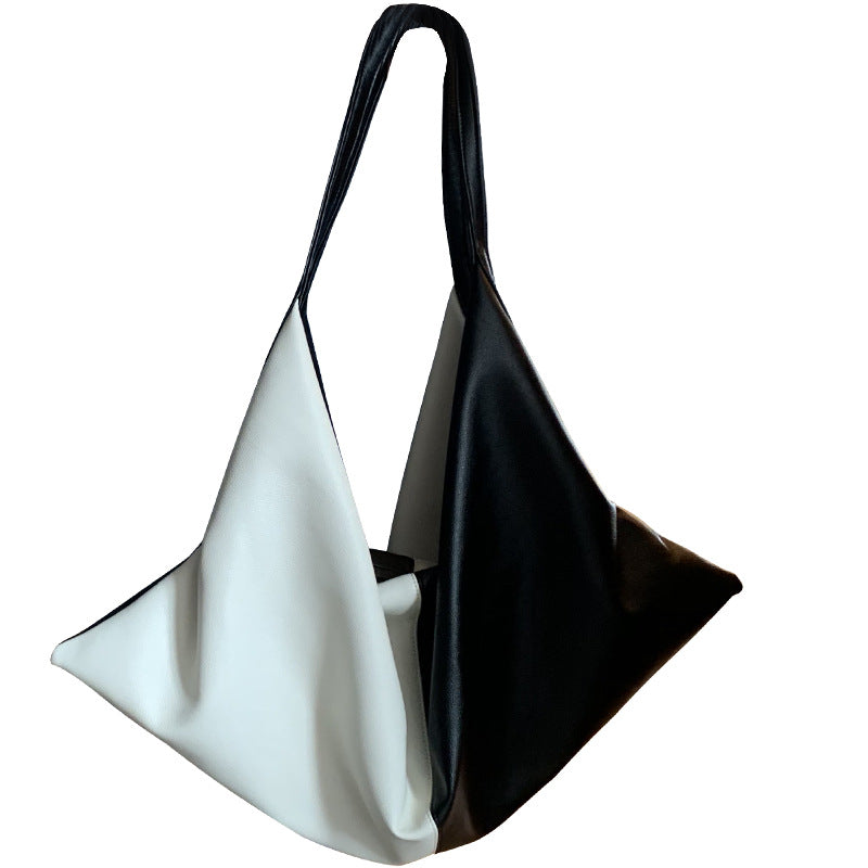 Women's Autumn Simple Style Large Capacity Underarm Stitching Soft Tote Bags