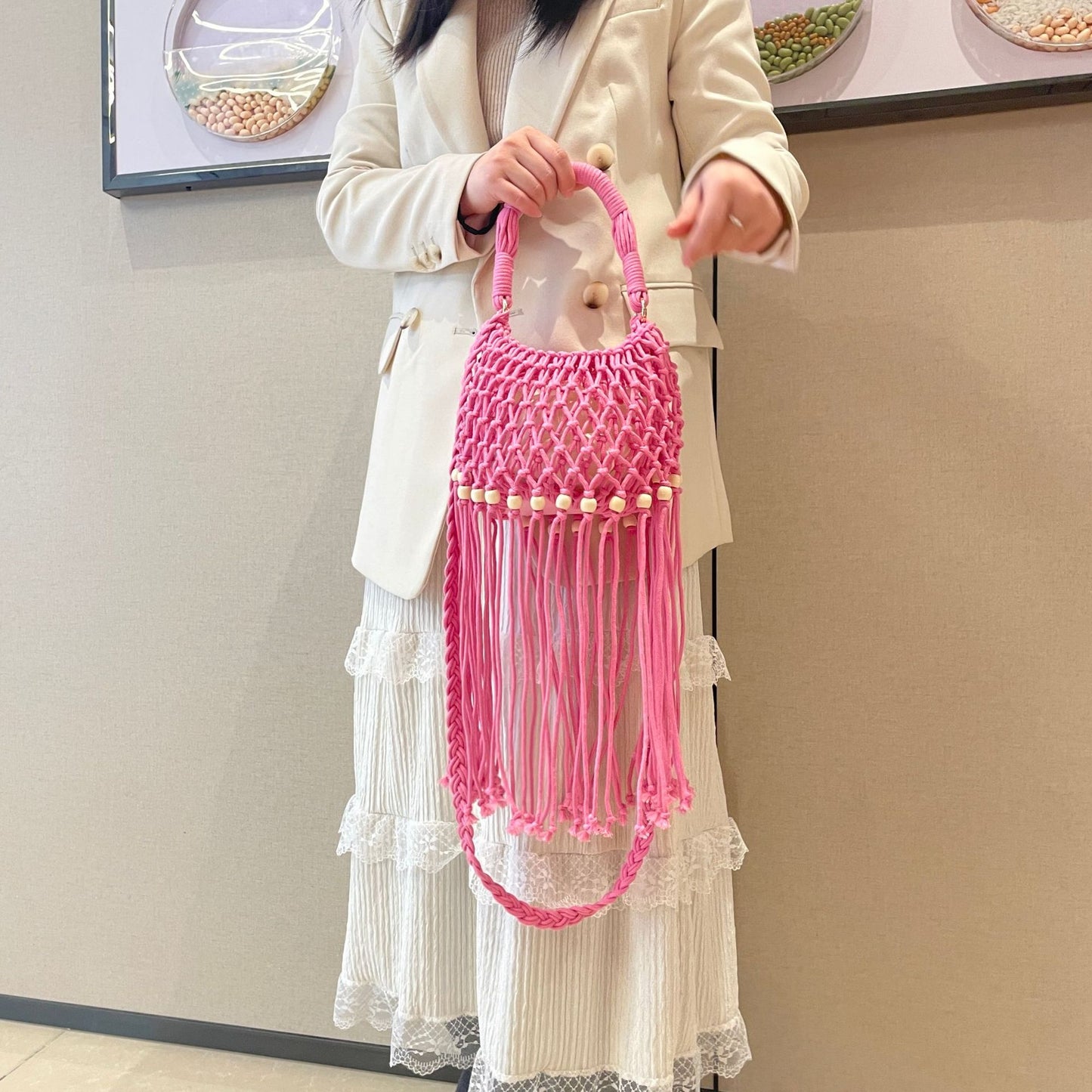 Women's Retro Tassel Large Capacity Versatile Beach Good-looking Women's Handbag