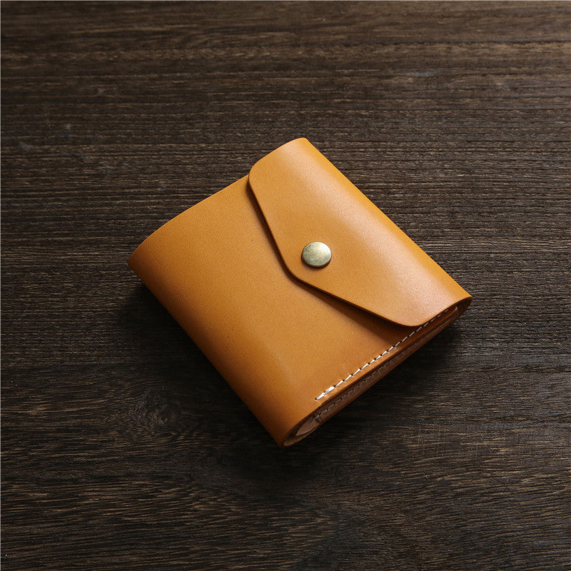 Women's & Men's Vegetable Tanned Leather Cowhide Short Genuine Men's Wallet