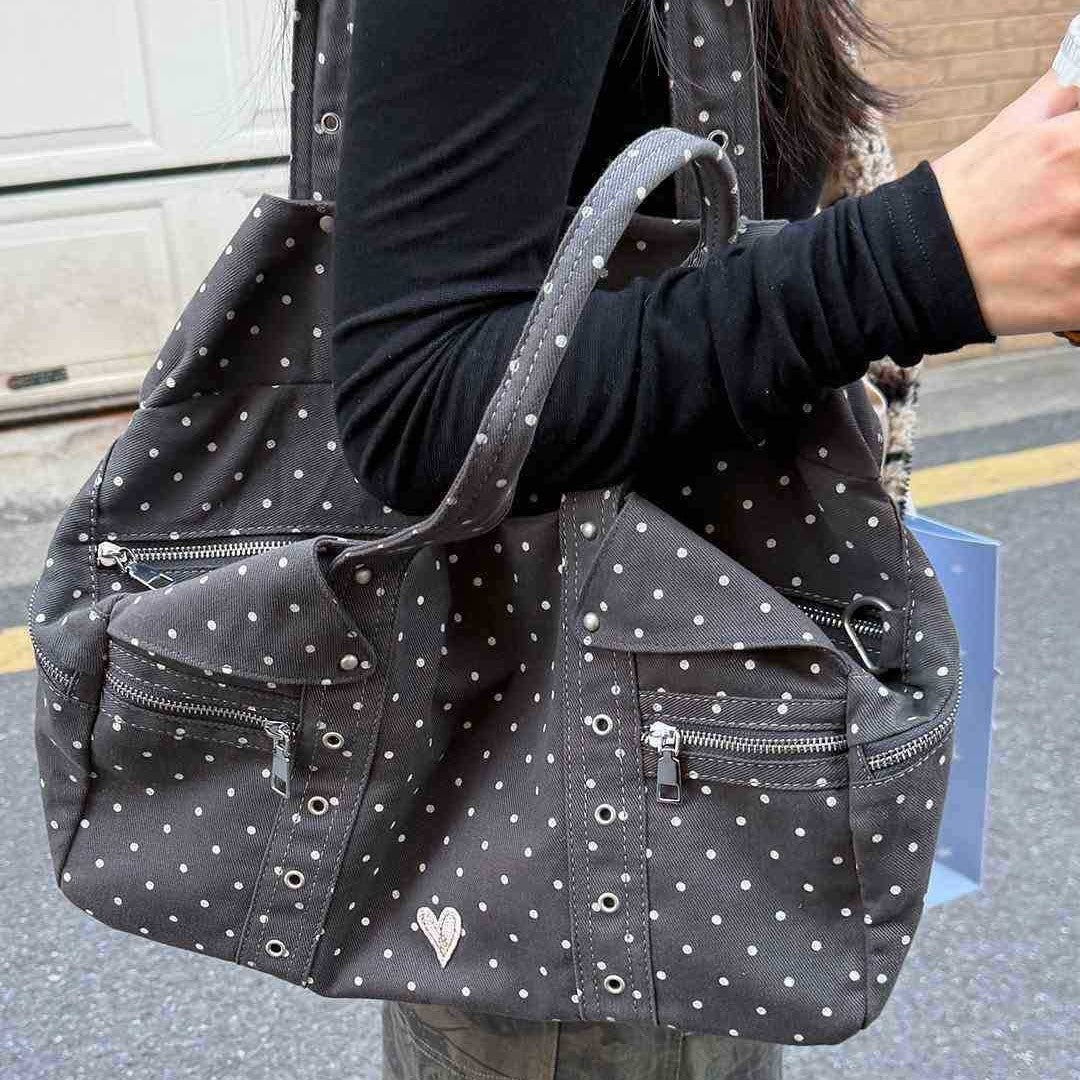 Polka Dot Commuter Love Light Asia Niche Large Capacity Tote Bags