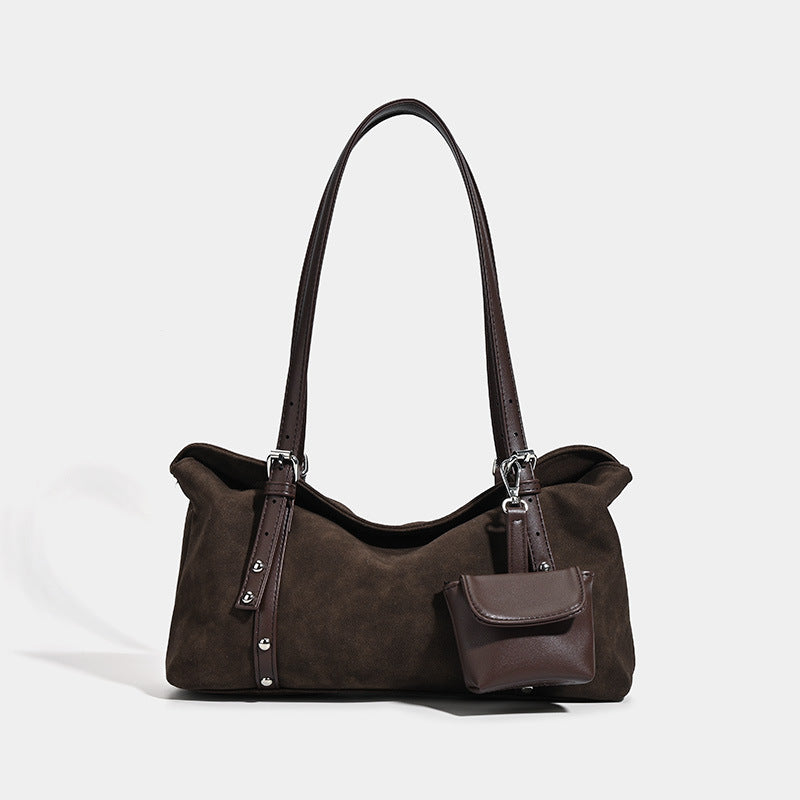 Women's Retro Suede Pillow Large Capacity Commuter Women's Shoulder Bag