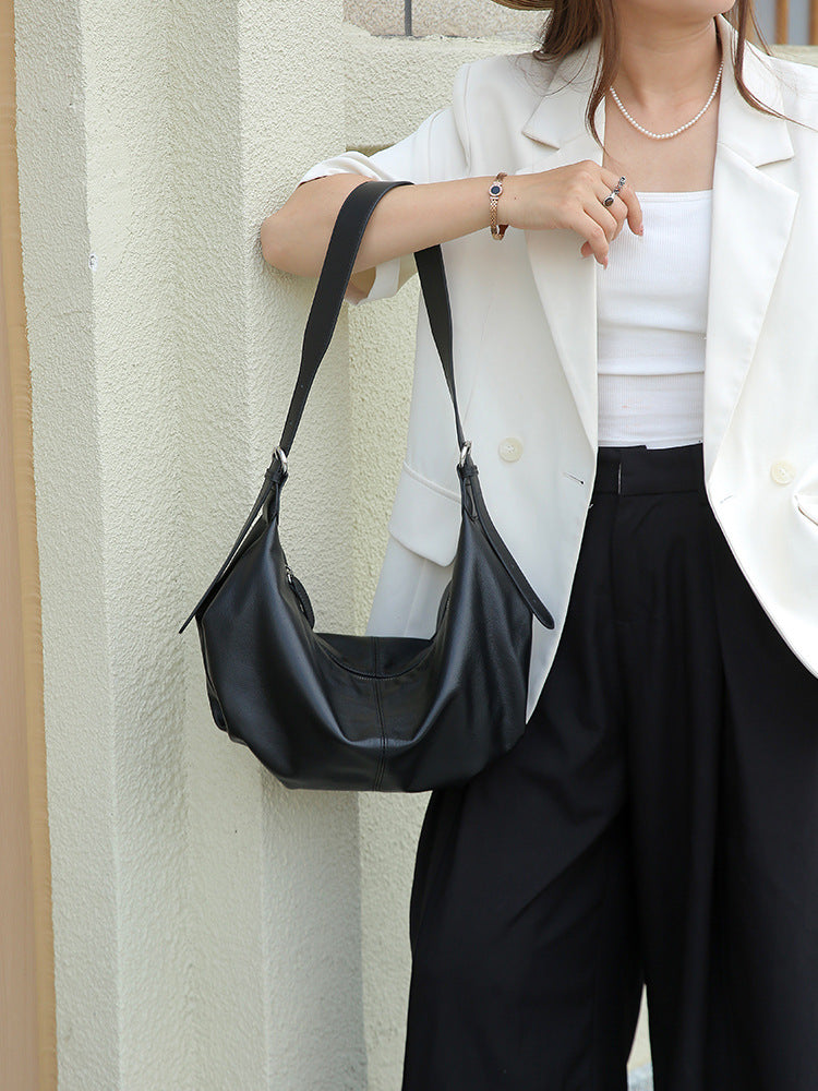 Commuter Genuine Leather Fashion Underarm Versatile Texture Retro Women's Shoulder Bag