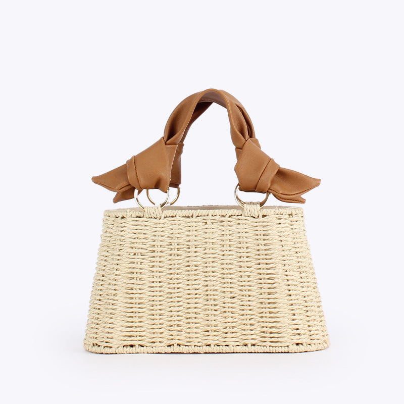 Oval Trapezoidal Frame Seaside Vacation Leisure Straw Women's Handbag