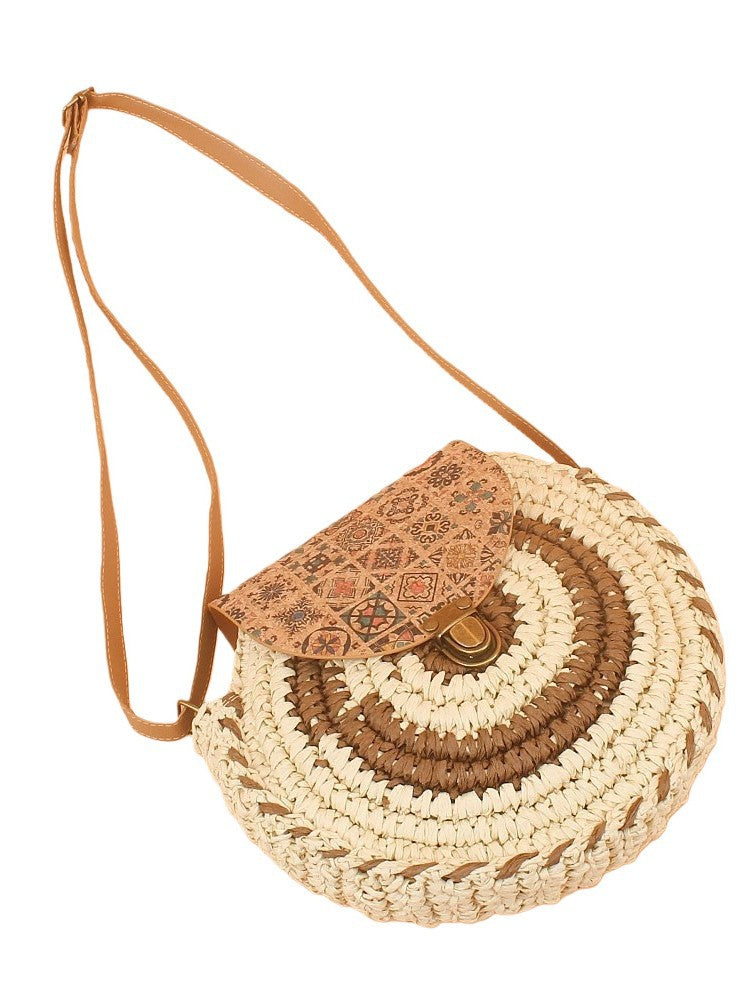 Slouchy Classy Straw Woven Mobile Pastoral Women's Messenger Bag