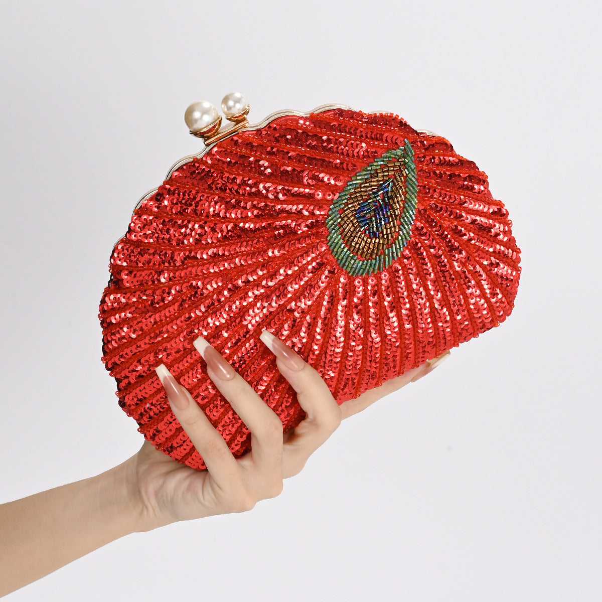 Style Peacock Sequined Embroidery Cheongsam Formal Dress Dinner Bag