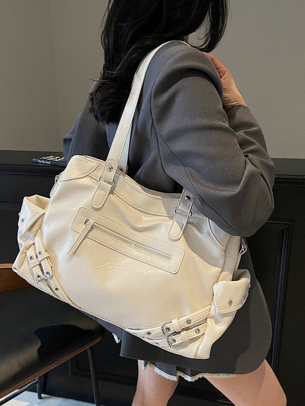 Women's Style Retro Motorcycle High-grade Large Capacity Women's Shoulder Bag