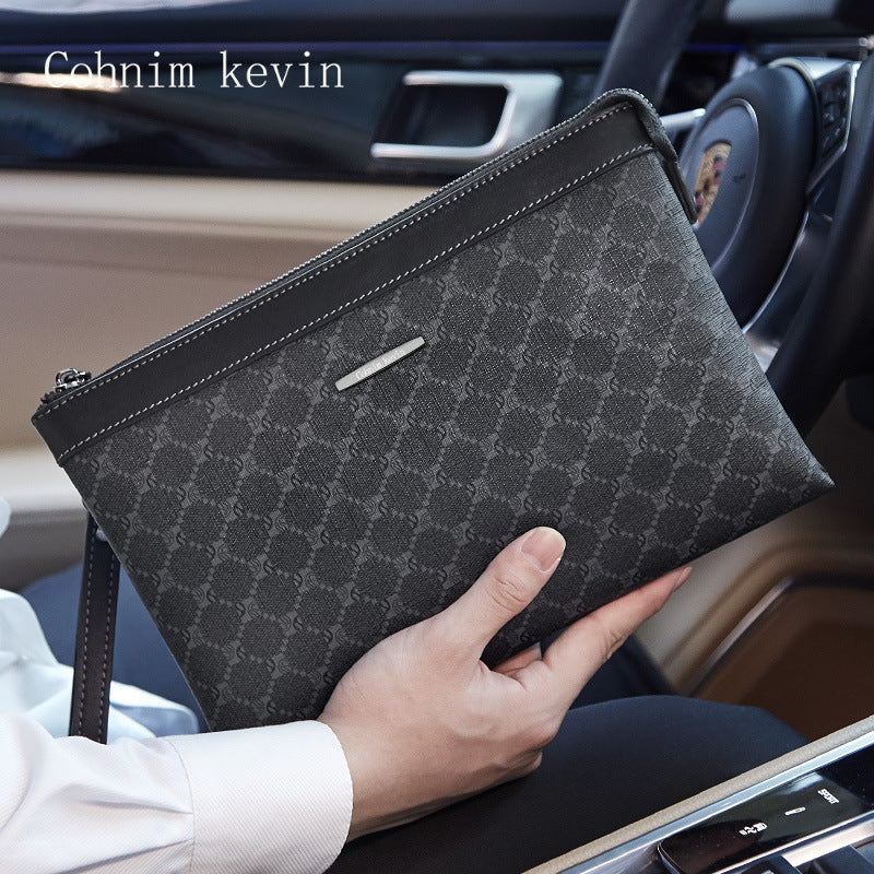 New Men's Leather Business Large Capacity Handbags