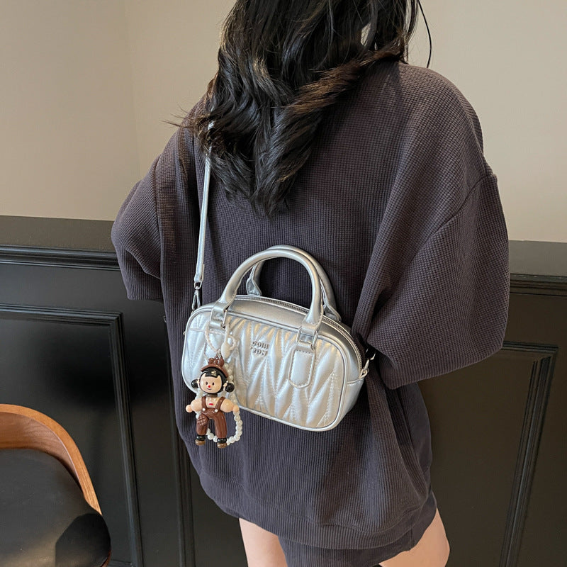 Women's Pleated Bowling Boston Fashion Pillow Women's Shoulder Bag