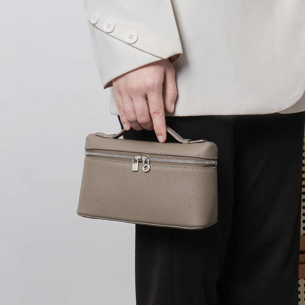 Women's Layer Cowhide Lunch Box Genuine White Women's Leather Bag