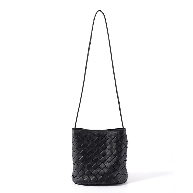 Women's Fashion Trendy Sheepskin Woven Simple Bucket Bags