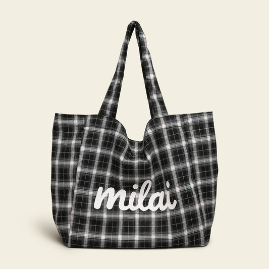 Women's Korean Style Plaid Versatile Fashion Letter Printed Contrast Color Bags