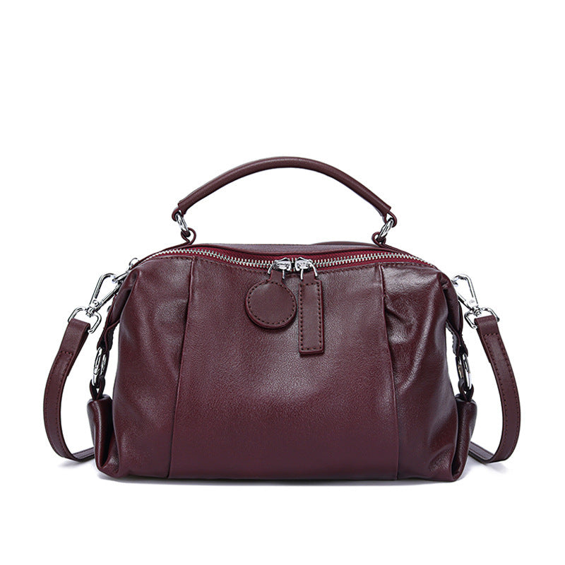 Women's Genuine Leather Boston High-grade Large Capacity Women's Messenger Bag