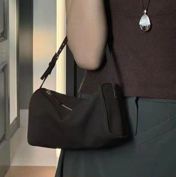 Style Niche Cattle Leather Pen Mini Simple Round Genuine Pencil Women's Shoulder Bag