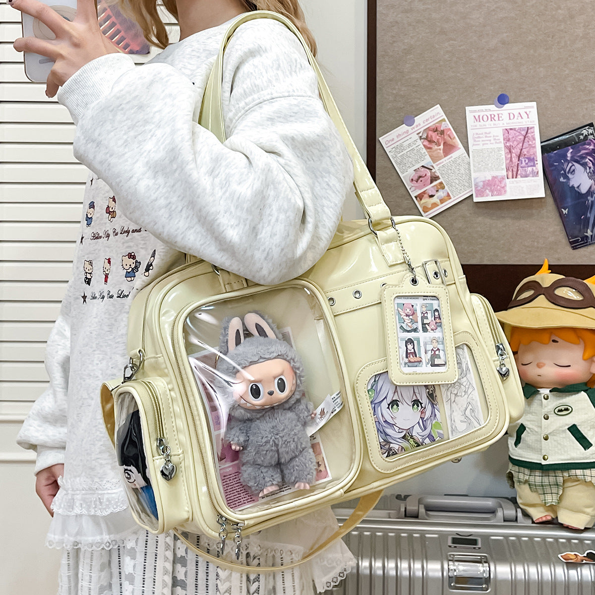 Concert Collection Light Plate Doll Inner Portable Aid Rivet Trendy Women's Shoulder Bag