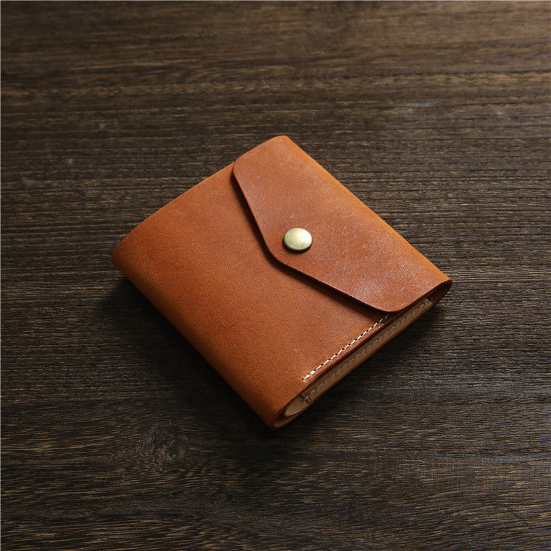 Women's & Men's Vegetable Tanned Leather Cowhide Short Genuine Men's Wallet