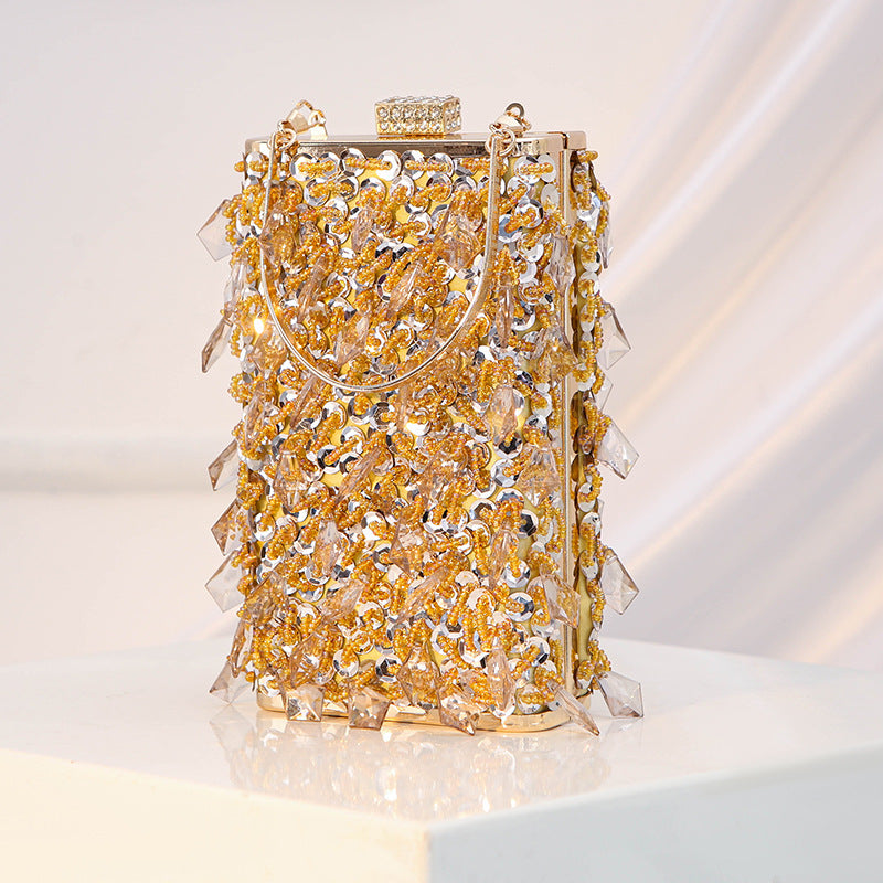 Women's Feast Handmade Beaded Vertical Banquet Dress Dinner Bag