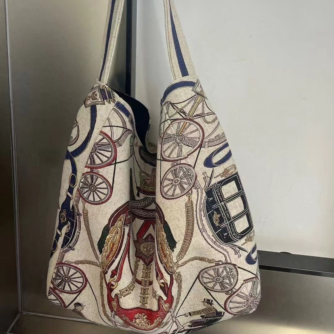 Women's Design Totem Large Capacity Cotton Linen Women's Shoulder Bag