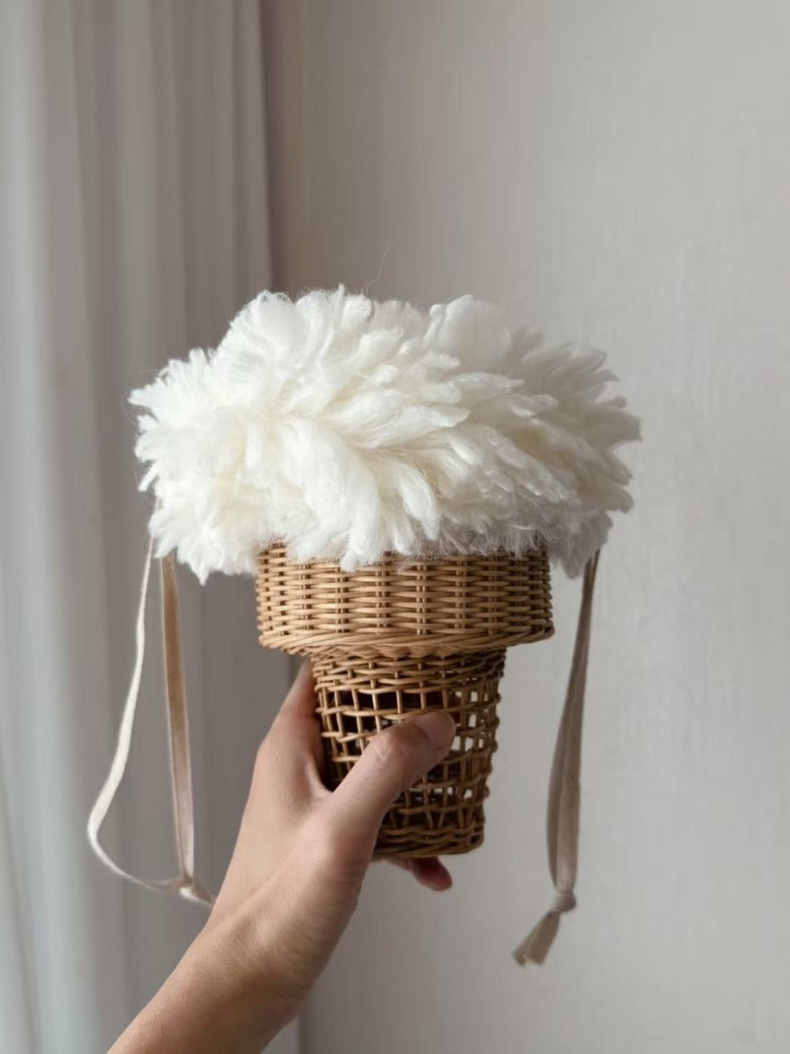 Style Design Straw Handmade Knitted Ice Cream Bags