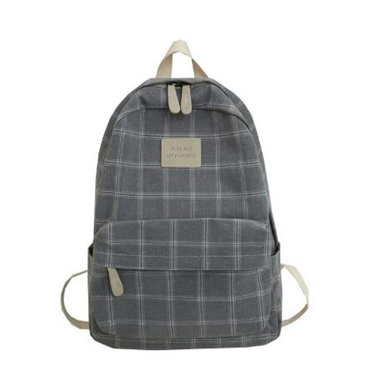 Male Female Simple Plaid Mori High Backpacks