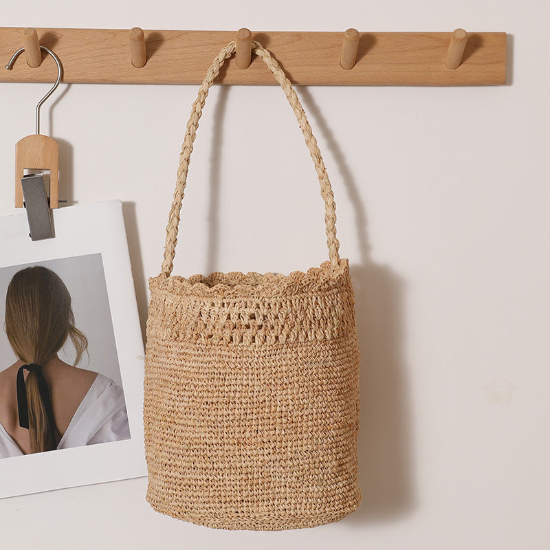 Women's Raffia Straw Lace Cutout Woven Seaside Bags