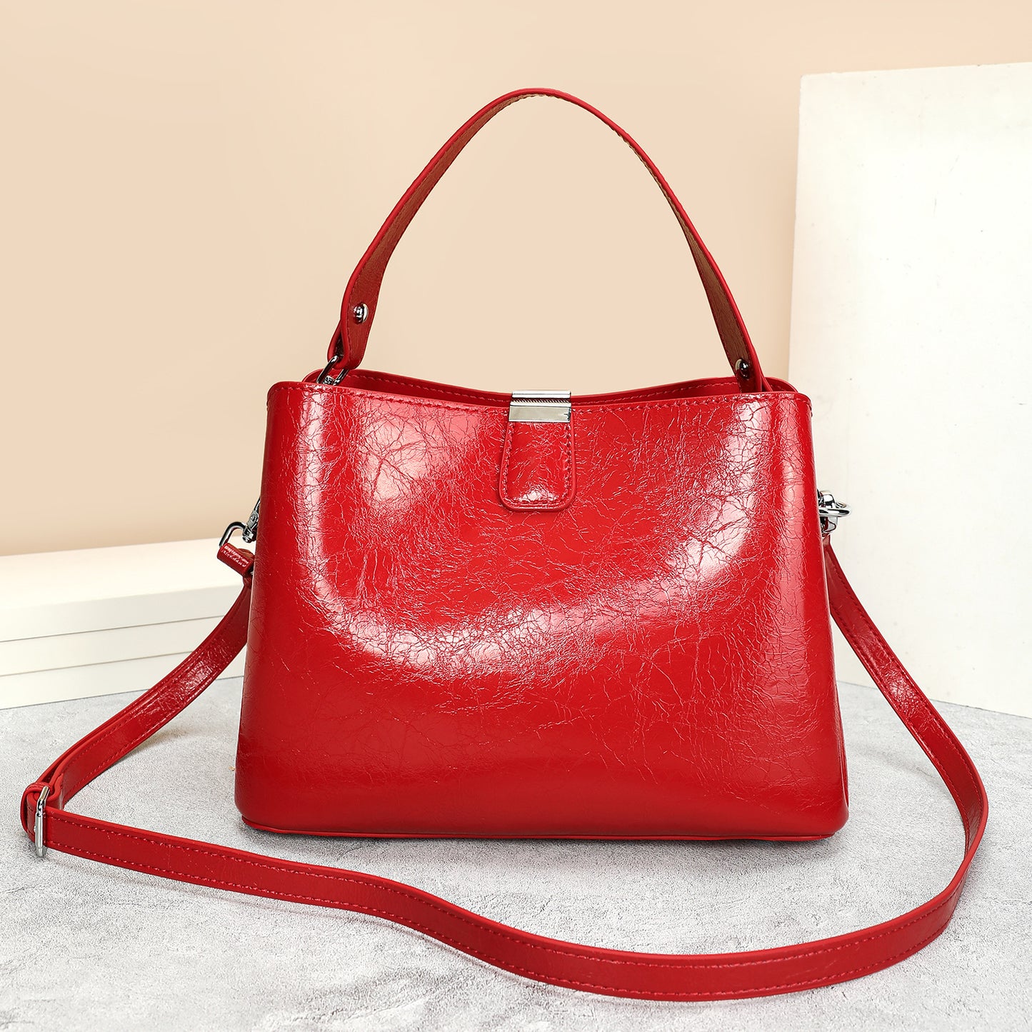 Wild Berry Genuine Leather For Large Capacity High Sense Bucket Bags